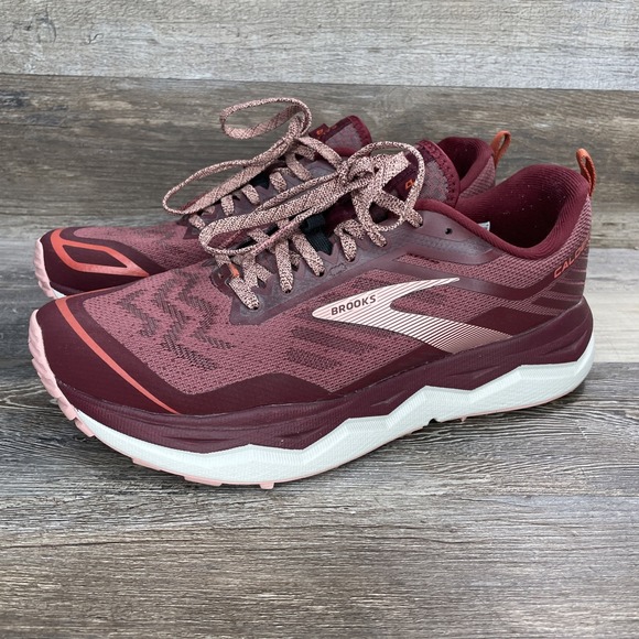 Brooks Womens Caldera 4 Maroon Lightweight Athletic Trail Running Shoes Size 10B - Picture 1 of 13